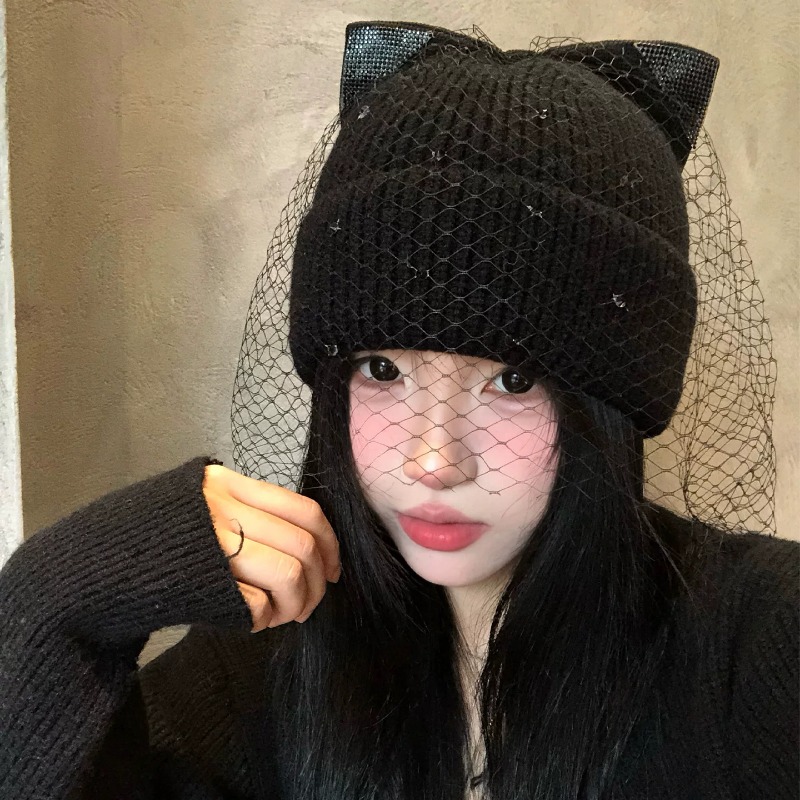 Beanie Cuffed Knit - Y2K 스타일의 고양이 귀 모양 니트