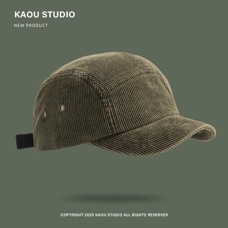 Corduroy Cap 5 Panel - 일본 레트로 단색 코듀로이 5패널 야구